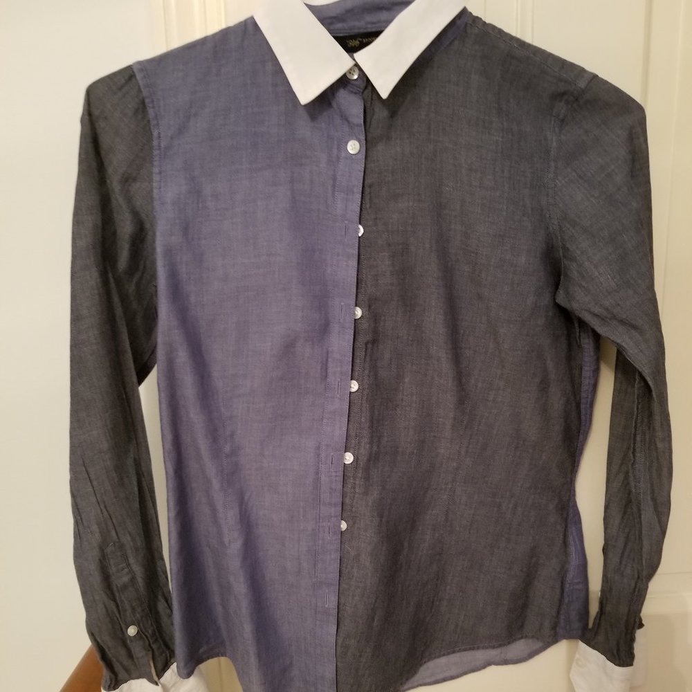Brooks Brothers Fitted Oxford Blouse Colorblock